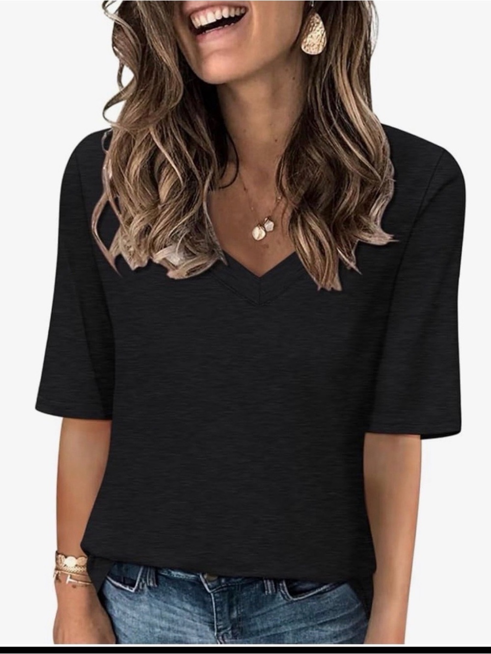 Women's V Neck Half Sleeve Top NWT